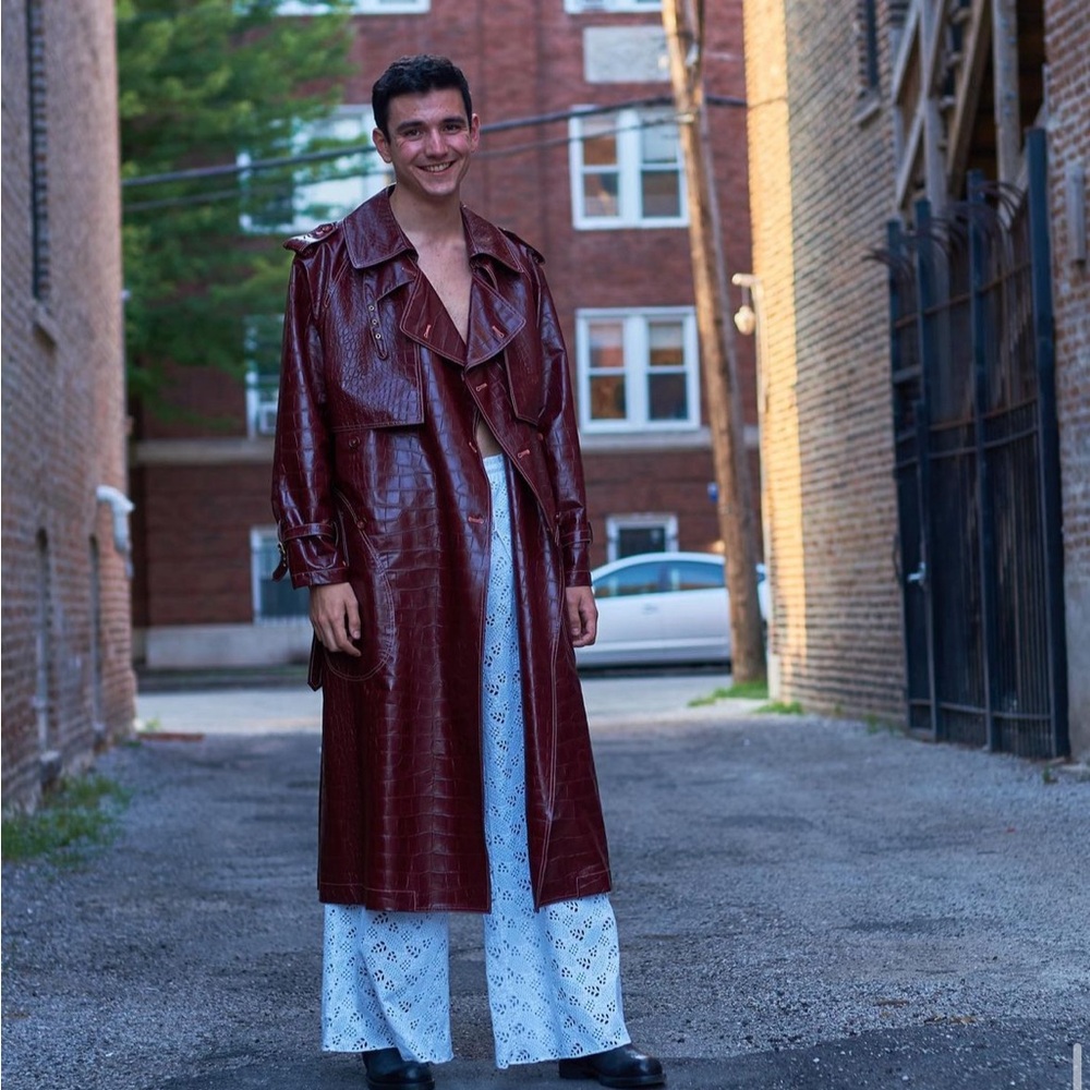 Sies Marjan Spring 2020 Red Croc Embossed Trench